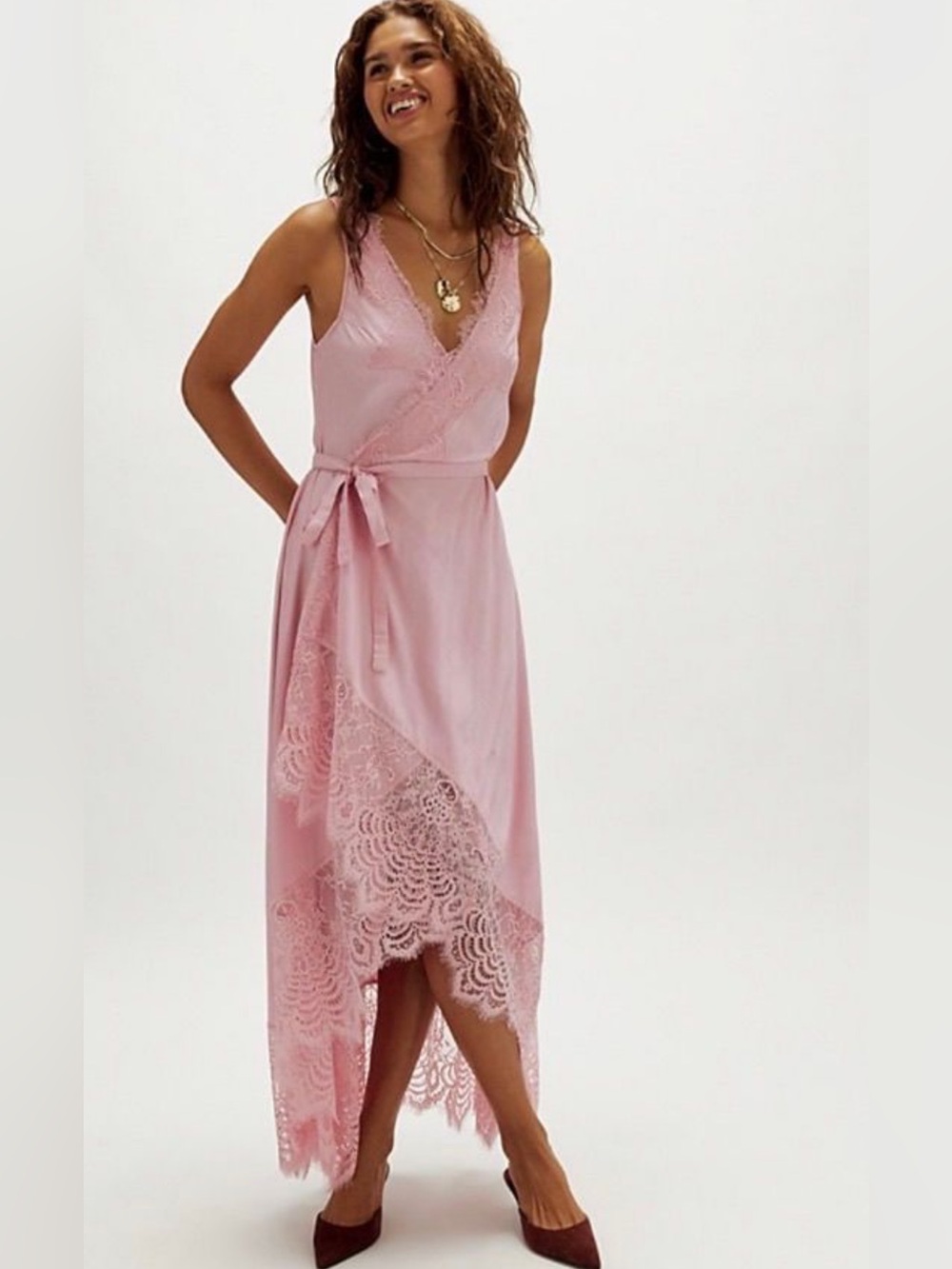 Free People x Nigel Preston Soho Lace Wrap Maxi Dress Medium Boho Romantic NWT